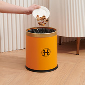 轻奢客厅垃圾桶高颜值无盖大号卧室厨房办公室卫生间金边纸篓双层