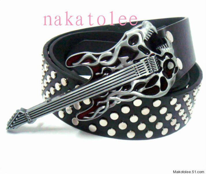 KOREAN VERSION PERSONALITY MENS BELT TREND BELT TEEN WHITE SKULL PUNK GUITAR NON-MAINSTREAM TROUSER BELT