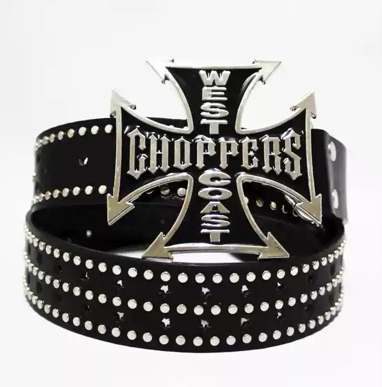 American Men's Belt with a Unique Hip-Hop Style, Graffiti Rivets, West Coast Trendy Cross-Shaped Internet Celebrity Belt, Vintage