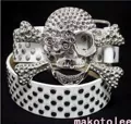 White Silver Nail Punk Handsome Skull)