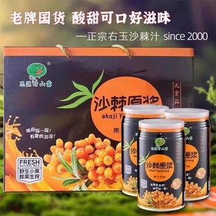 山西大同右玉特产野果峰野生鲜榨小果沙棘果粒饮料沙棘汁家庭果汁