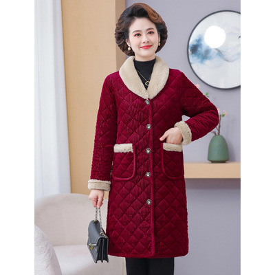 中老年人灯芯绒加厚睡衣棉衣外套