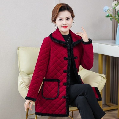 中年女士防寒棉服加绒睡衣上装