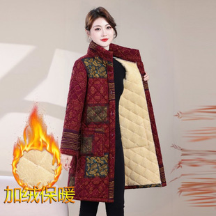 中老年人加厚棉睡衣单件上衣女中长款妈妈加绒棉袄保暖家居服冬季