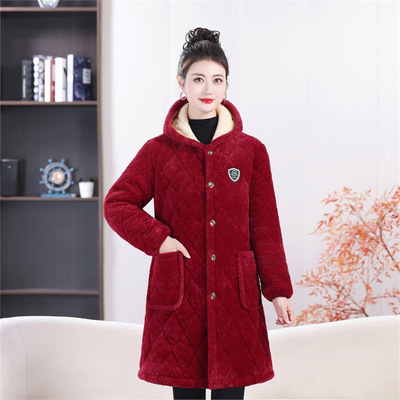 女款睡衣2025新款冬加厚单件上衣