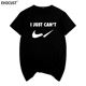 Just Can t短袖 T恤勾勾牌搞笑恶搞潮牌街头休闲美式 涂鸦青少年