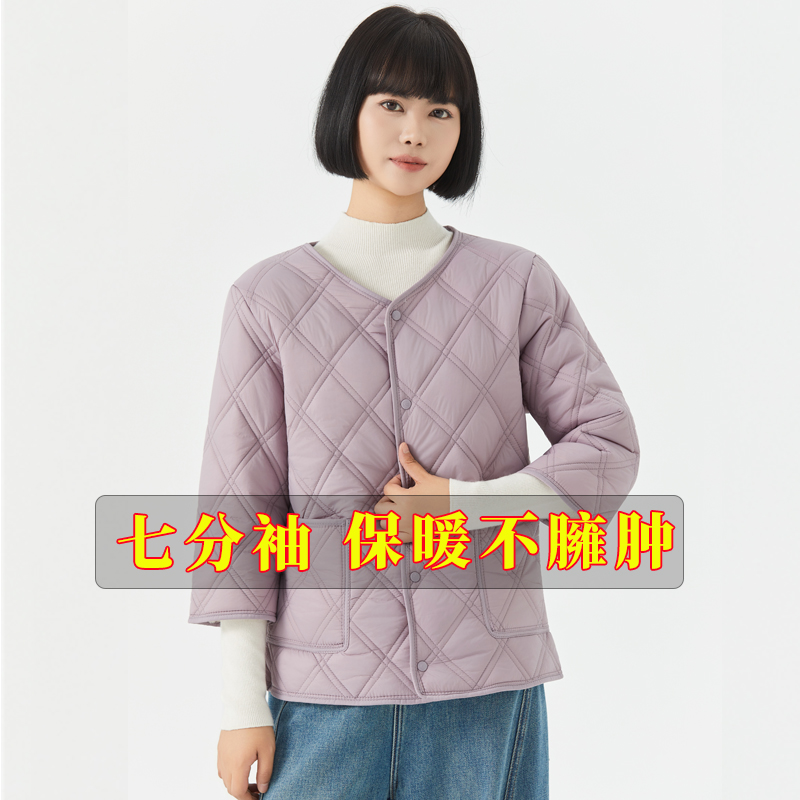 七分袖棉袄女士中袖棉马甲