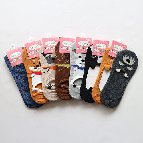 日单卡通图案硅胶防滑女士船袜