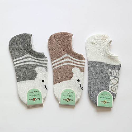 日单卡通图案硅胶防滑女士隐形袜