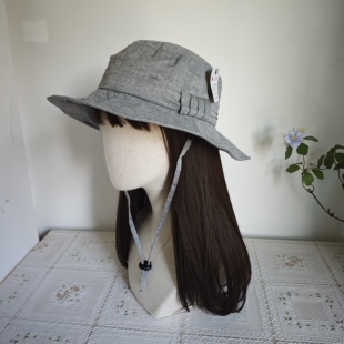 日单抗uv春夏新款薄棉透气防晒帽自带防风绳可折叠54-56