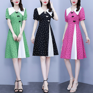 RM7606#大码女装2023夏季新款胖妹妹旗袍改良版时尚修身中长款连衣裙