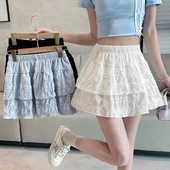 白色蛋糕蓬蓬裙女春夏2025新款 高腰a字短裙小个子甜美芭蕾半身裙