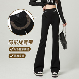 显瘦弹力鲨鱼裤 口袋喇叭鲨鱼裤 时尚 马蹄裤 女 女高腰收腹提臀休闲裤