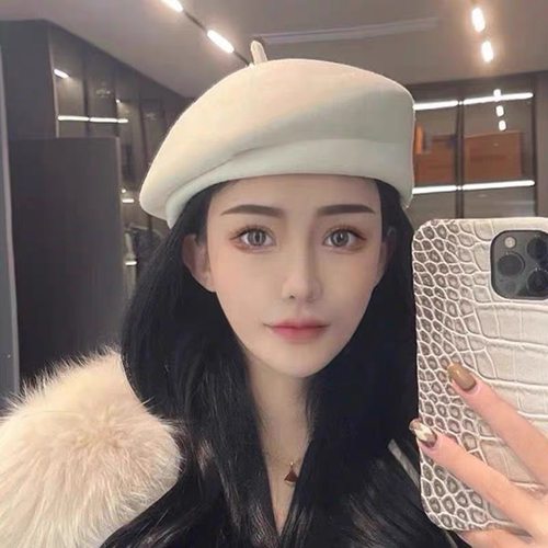 日本网红贝雷帽纯羊毛呢