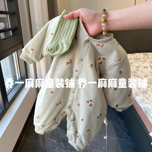 【春秋冬60g】婴儿薄棉连体衣婴幼儿夹棉冬季哈衣宝宝外出爬服