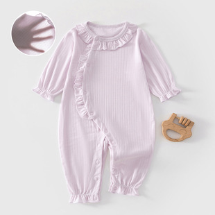 【夏天超薄】女宝宝夏季长袖连体衣薄款娃娃领婴儿外出哈衣