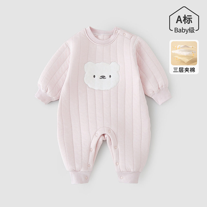 婴儿连体衣保暖春秋冬装夹棉春季