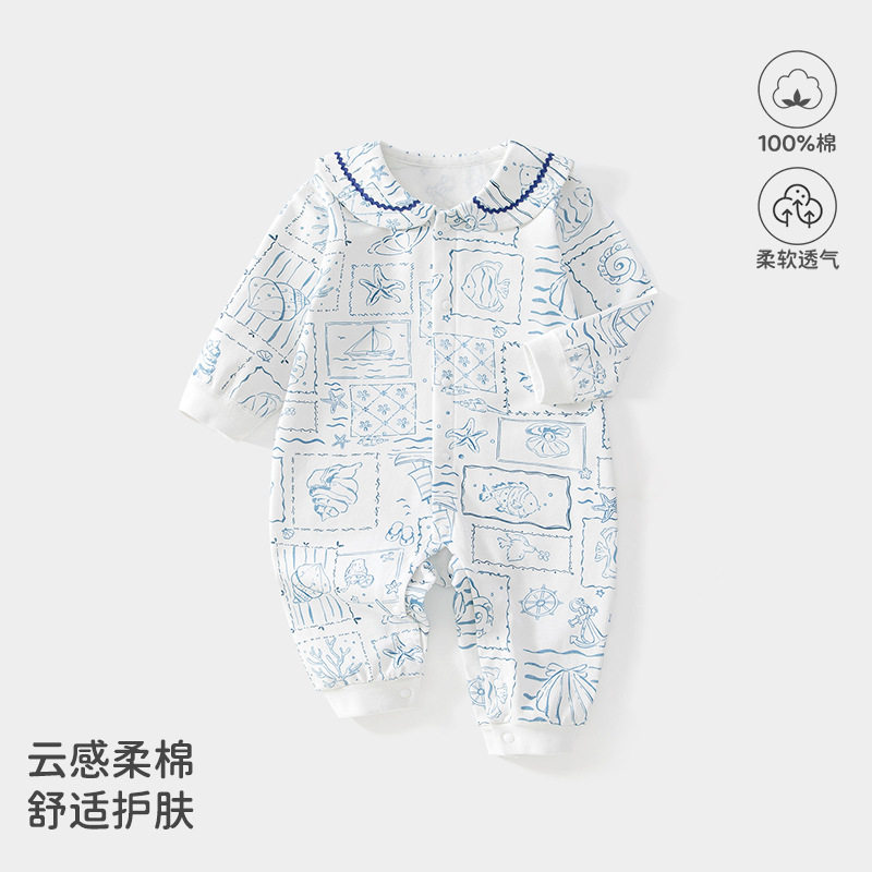 婴儿纯棉秋款连体衣宝宝长袖爬服