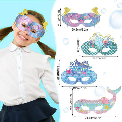 MermaidMask海洋角色扮演派对面具眼罩儿童生日美人鱼拍照道具