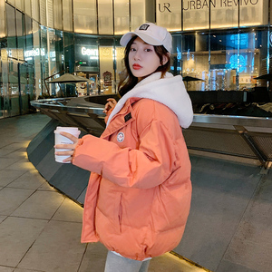 oversize羊羔绒短款羽绒棉衣棉服女2023年新款潮秋冬季外套厚棉袄
