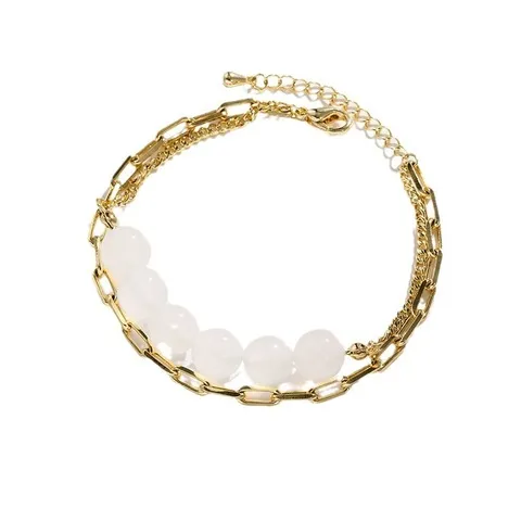 简约手链手饰网红大气设计感情侣叠戴串珠优雅手镯2024年新款双层