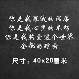 世麟车贴你是我眼波的温柔文字贴纸吾岸语录云熠星河反光后挡玻璃