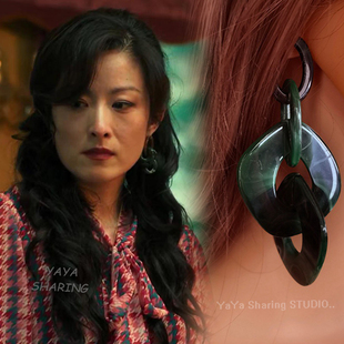 人之初李红月徐百慧同款耳环欧美复古夸张亚克力链条大耳钉长耳坠