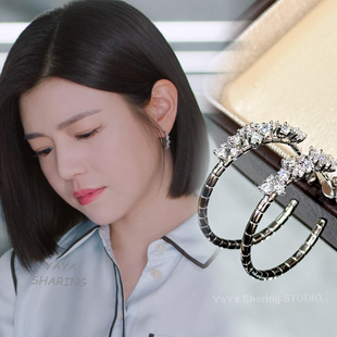 狙击蝴蝶岑矜陈妍希同款耳环轻奢小众高级感精工锆石繁星耳钉耳饰