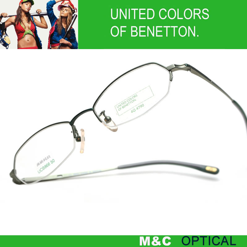 BENETTON贝纳通UCB866半框超轻纯钛商务近视眼镜架男女通用
