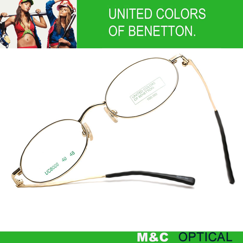 BENETTON贝纳通UC8008小框型金属椭圆全框复古男女通用椭圆眼镜架
