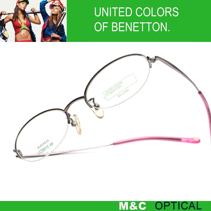 BENETTON贝纳通UCB812椭圆框休闲女款半框纯钛超轻近视眼镜架