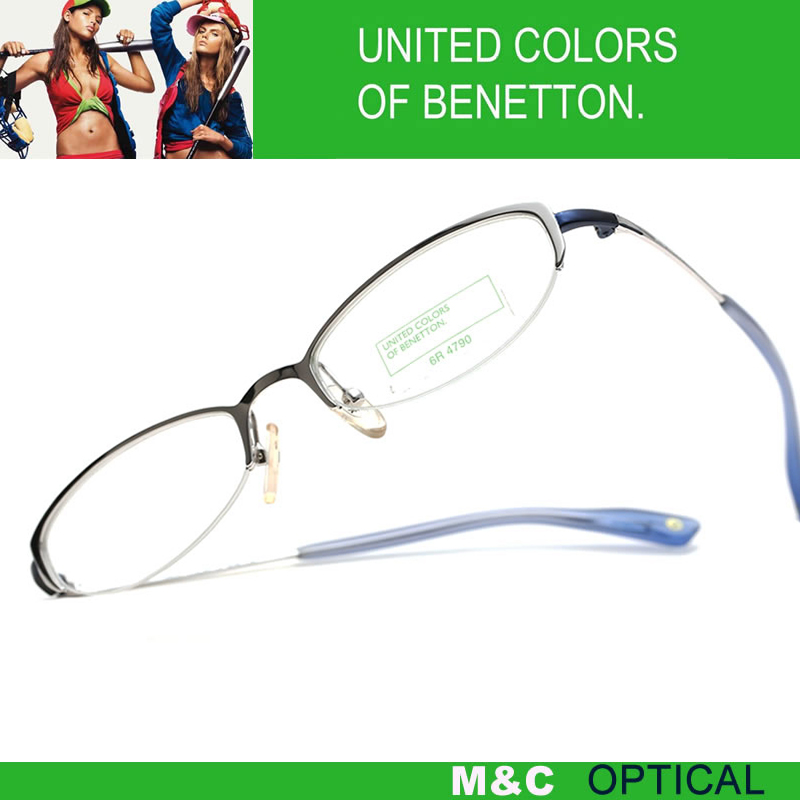 BENETTON贝纳通UCB886商务椭圆形半框超轻便休闲女款近视眼镜架