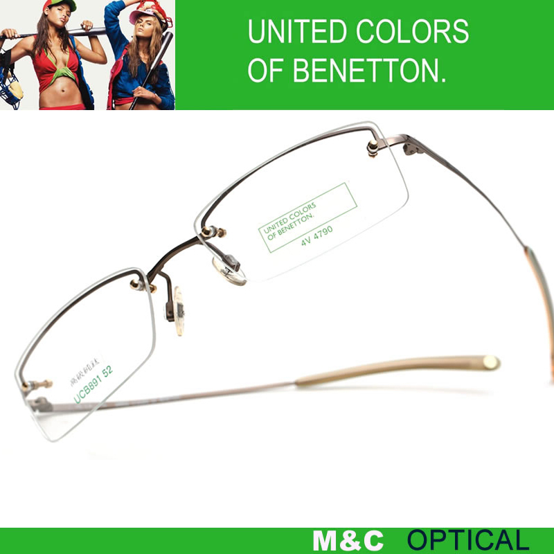 BENETTON贝纳通UCB891简约半框男女通用超轻纯钛时尚近视眼镜架