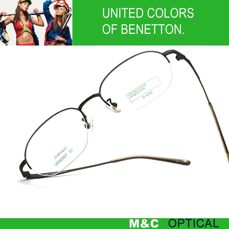 BENETTON贝纳通UC8230T男女通用椭圆形半框纯钛轻便近视眼镜架