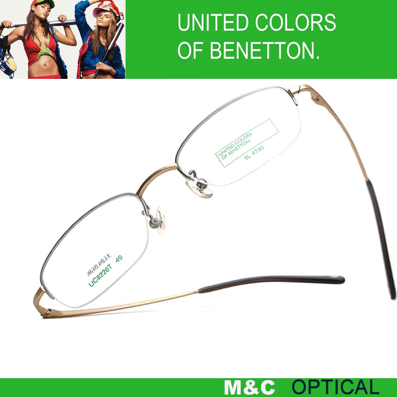 BENETTON贝纳通UC8226T时尚双色男女款半框纯钛超轻近视眼镜架