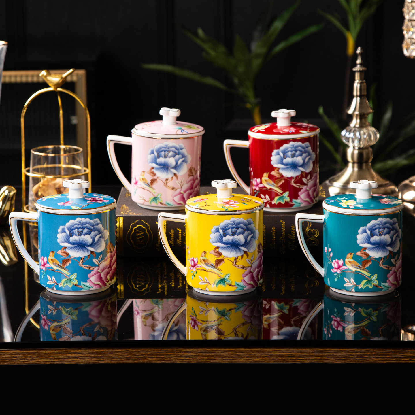 高颜值盖杯三件套茶水分离马克杯伴手礼办公杯喝水杯泡茶杯礼盒装