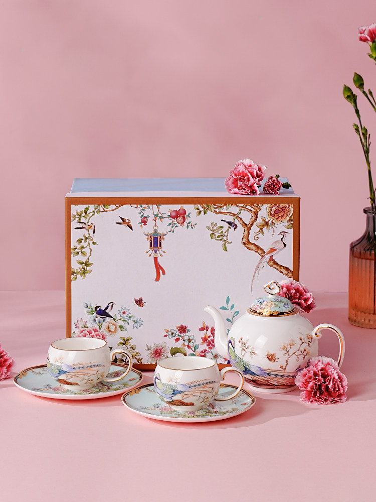 采购产品高看下午茶壶套装,精致的杯子和碟子,小容量茶壶,咖啡