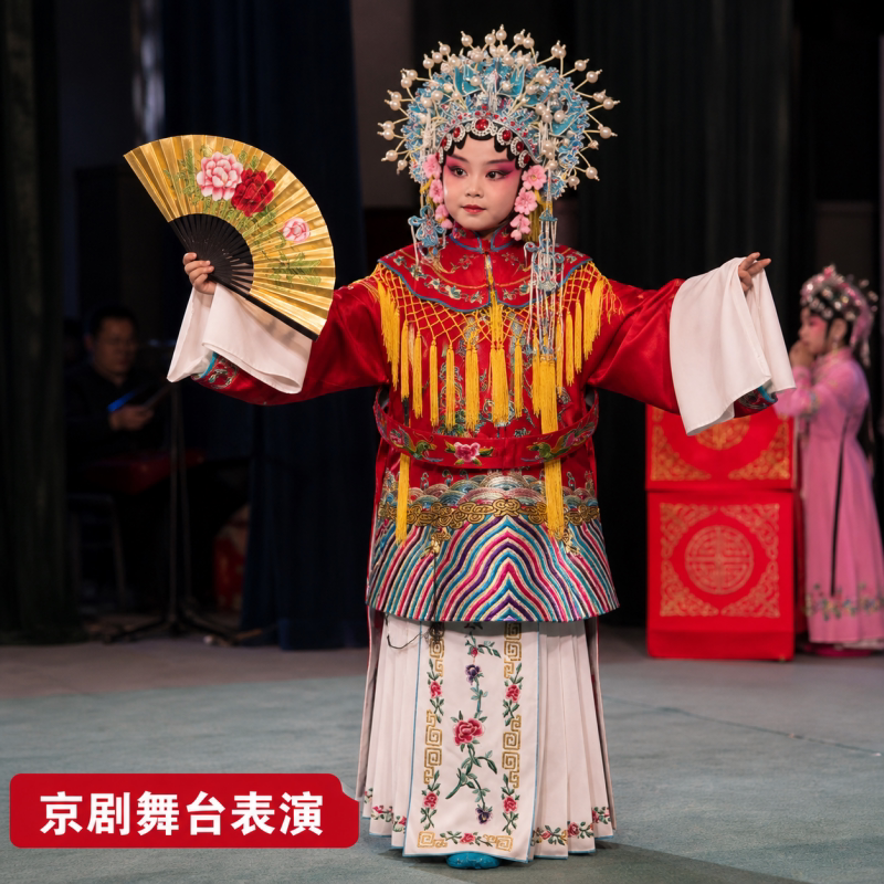 豫剧儿童戏服女蟒袍贵妃醉酒公主