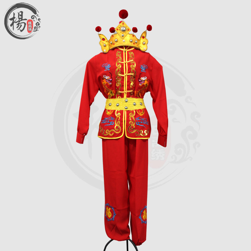 秧歌服男士打鼓服社火服装舞龙醒狮服装腰鼓服锣鼓服剌绣双龙服装