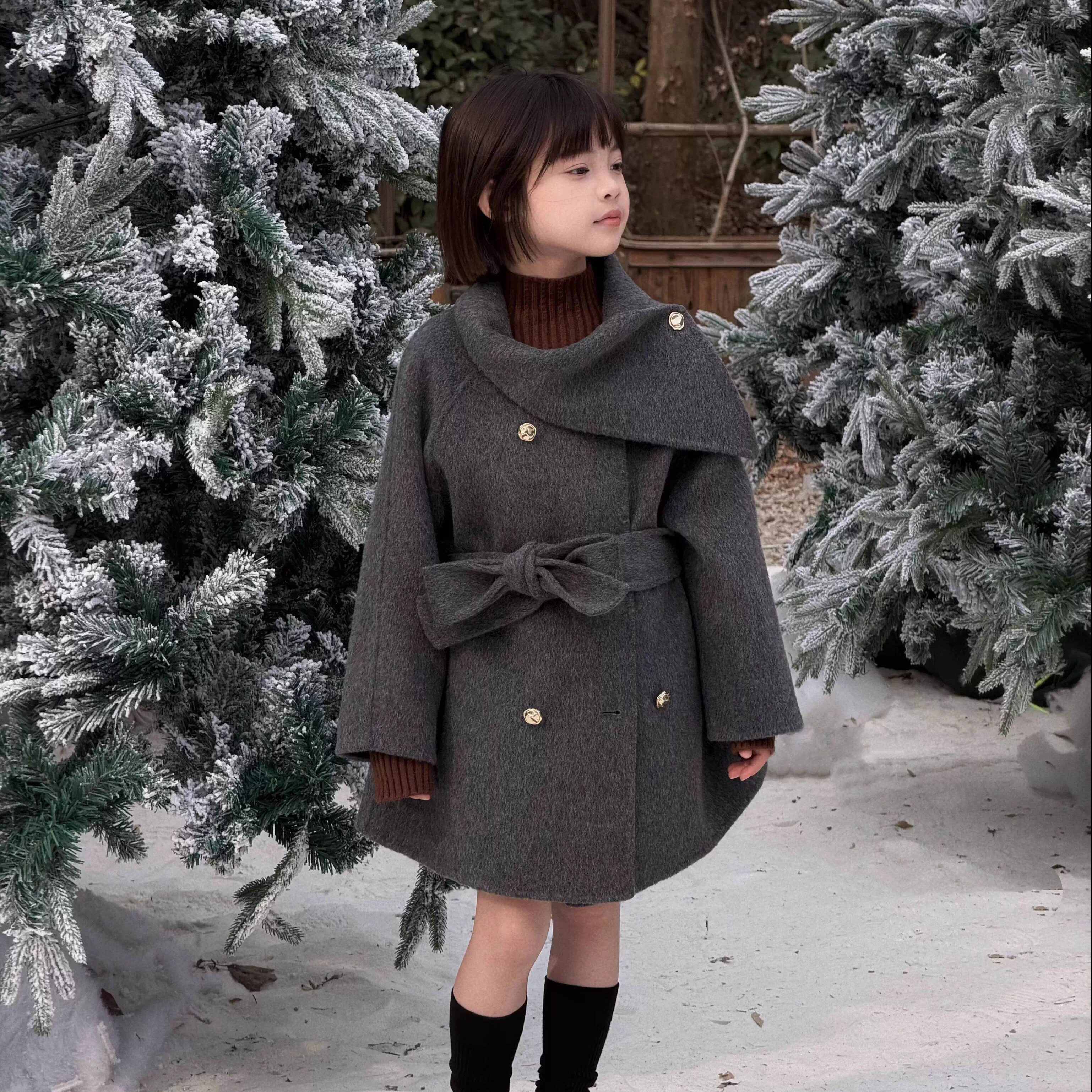 小喜大暖2026千金全羊毛呢子外套冬新款双面羊绒大衣女童小个子