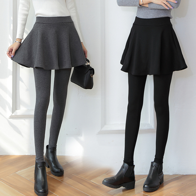 SPYB假两件加绒加厚打底裤女2024年新款秋冬小个子保暖裙裤子外穿