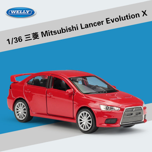 威利1:36三菱 Mitsubishi Lancer Evolution X仿真合金回力车模