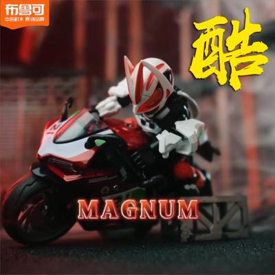 哈雷摩托车自改积木模型盲盒拼装极狐摆件儿童玩具回力合金机车