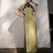 晴山原创春夏款 收腰旗袍 复古如意国风双襟旗袍气质民国风短袖