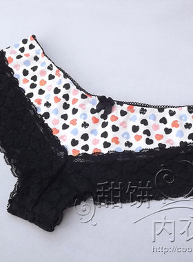 亏清任4条包邮04外贸欧美心心蕾丝边女低腰三角裤女三角内裤棉裆