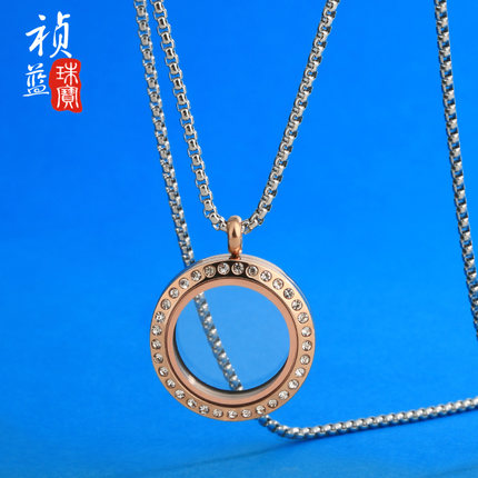 韩版相框项链 可放照片相片定制情侣吊坠配饰男女挂饰品 个性挂件