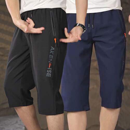 (冰丝透气)夏季新款休闲七分裤男短裤男潮流工作裤速干薄款工装男