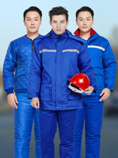 中国石油防静电中长可拆卸冬季加油站棉服夹克短款油田棉衣棉裤男