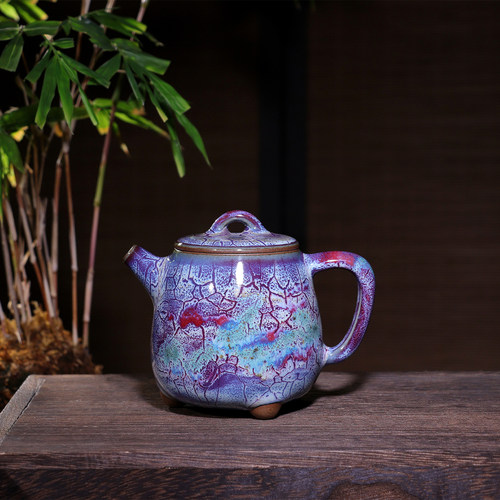 白露伟石瓢壶 神垕钧瓷炉钧釉茶壶原矿中式茶器陶瓷泡茶壶礼盒装