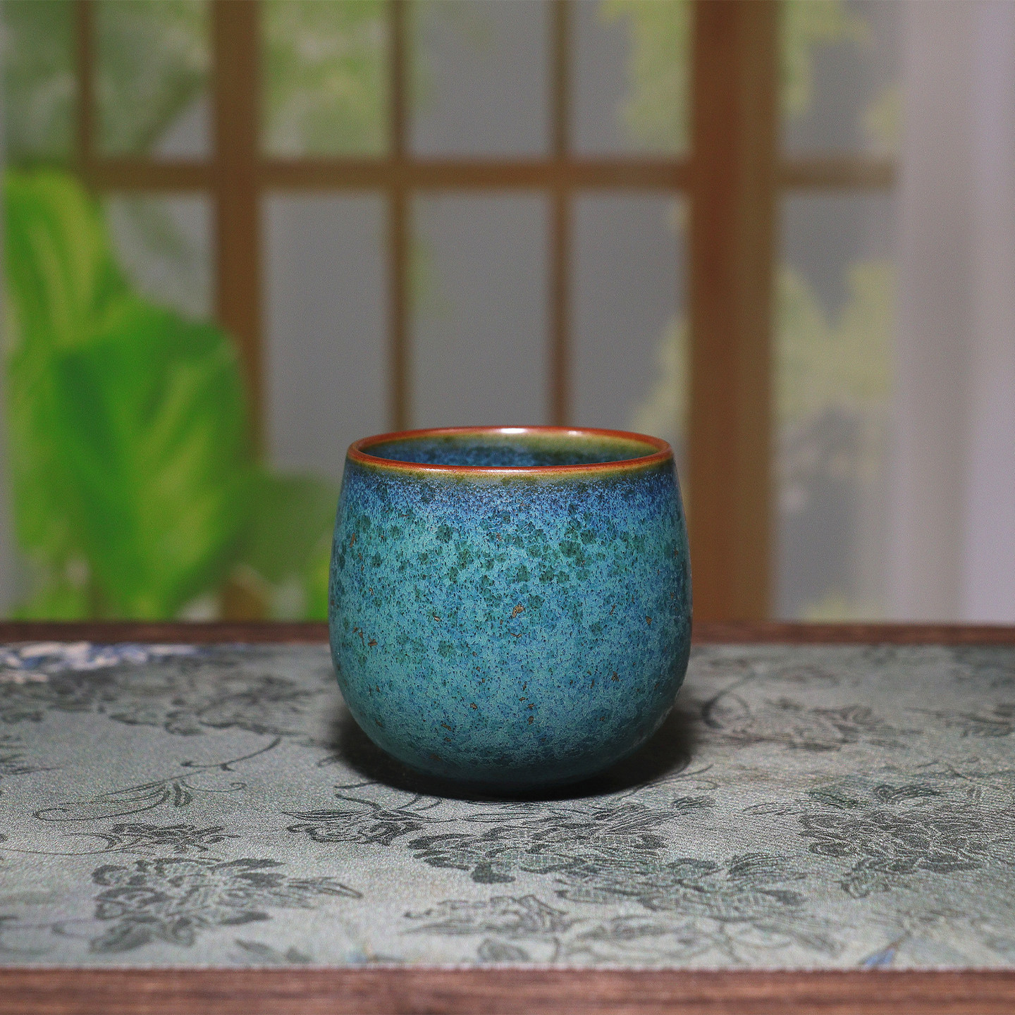 任晓飞鸡蛋杯 孔雀蓝钧瓷炭烧手工原矿茶杯茶具中式风礼盒装送礼
